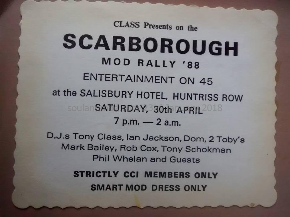 Scarborough CCI Mod Rally 1988 - DJs Tony Class, Ian Jackson, Rob Cox, Tony Schokman