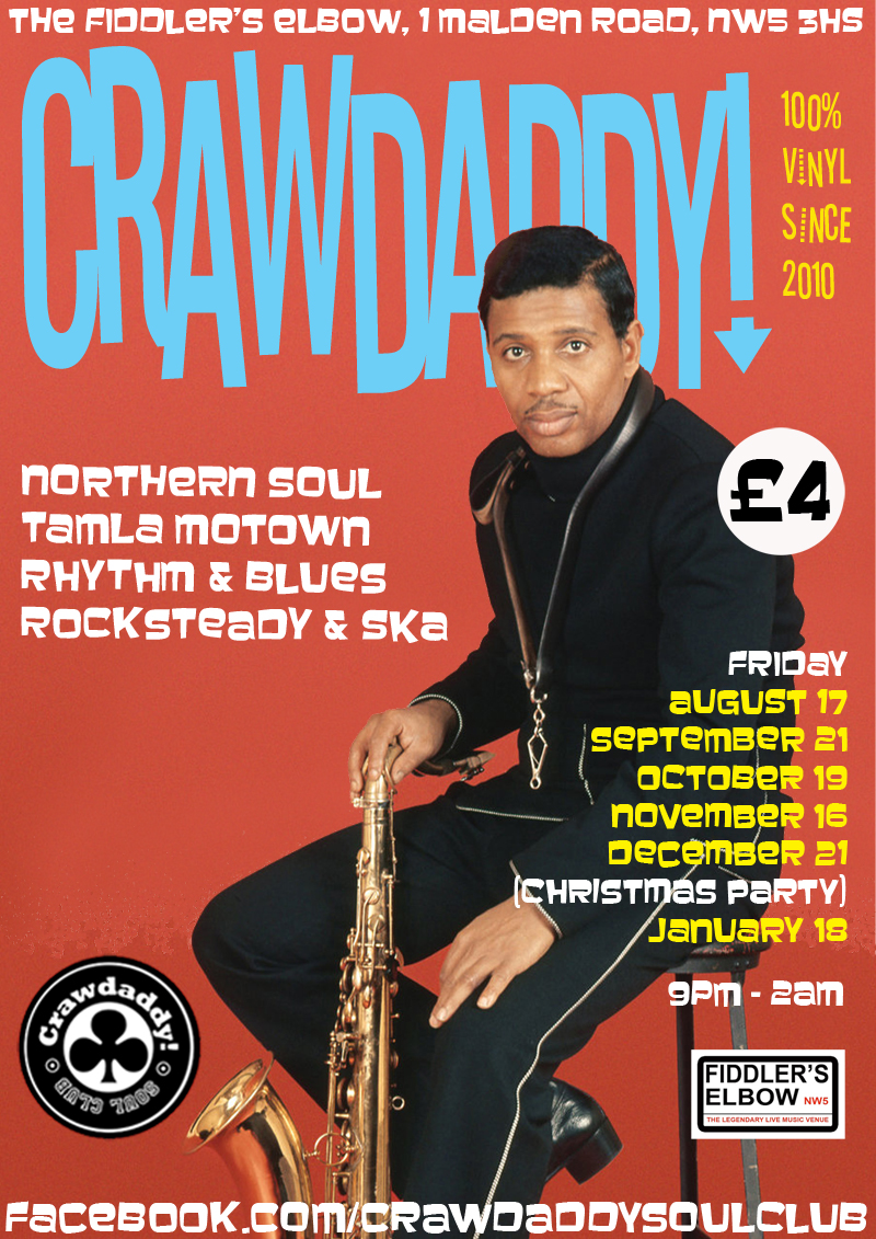 Crawdaddy! With Guest DJ Mike Warburton - The Fiddlers Elbow, London, NW5 3HS - 60s R&B, Northern Soul, Ska & Tamla Motown. 18/01/2019