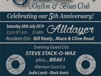 The Federal R&B Club - 5th Anniversary Alldayer - Crewe- DJs Jodie Lamb, Mark Annis, Tipper, Johnny Pezzella, Andrew Miller, Bill Kealy, Mace, Clive Read. The Mals, 7-9 Beech Street, Crewe, CW1 2PY. Playing vintage R&B, Doo-wop, Early Soul, Popcorn, Blues & Ska. 20/07/19