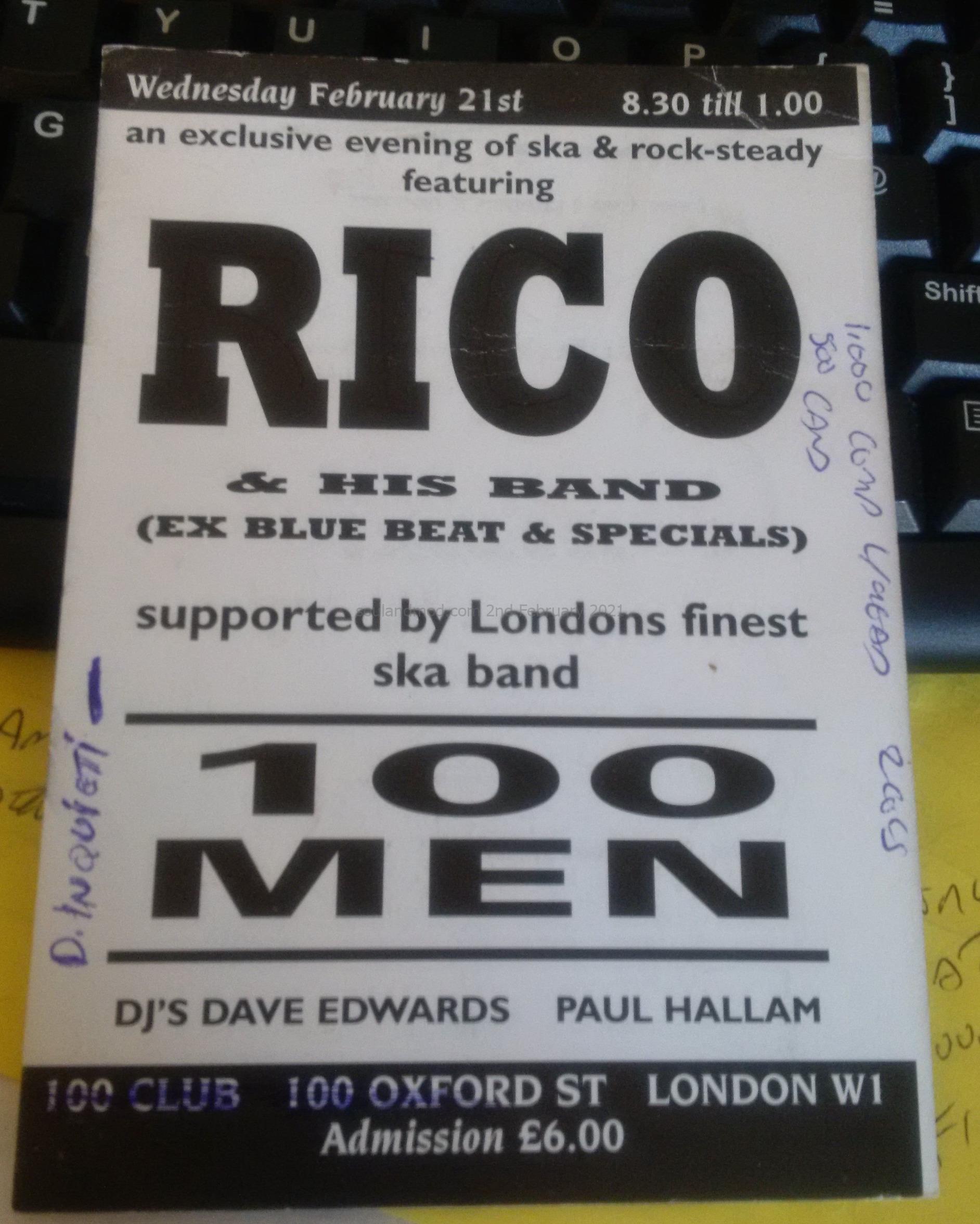Rico, 100 Club Poster 1995